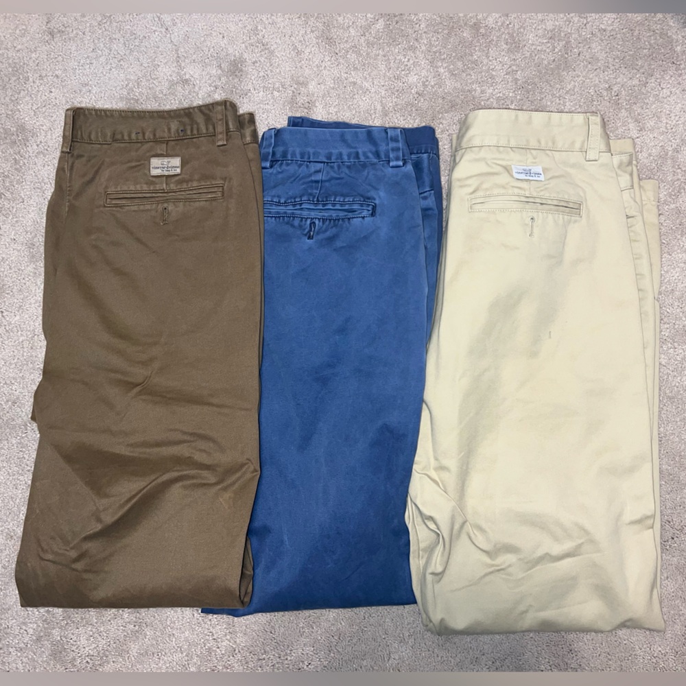 Vineyard Vines - Set of 3 Pants - Blue, Brown, and Cream - 32x32